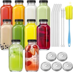 CUCUMI 10pcs Glass Juice Bottles with Lids