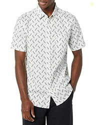 Amazon Essentials Men's Short Sleeve Dress Shirt with Stretch, Charcoa