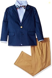Izod boys 4-Piece Suit Set with Dress Shirt, Bow Tie, Pants, and Jacke