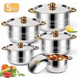 TAIMASI 5 PCS Stainless Steel Stock Pot