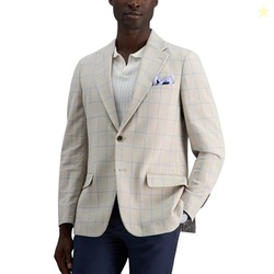 Haggar J.M Premium Cotton Windowpane Tailored Fit Sport Coat Ivory