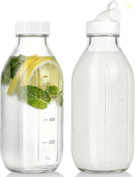 Glass Milk Bottle (2 Pack)