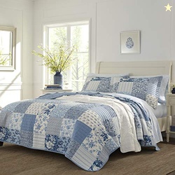 Laura Ashley - King Quilt Set, Reversible Cotton Bedding with Matching