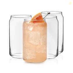 Libbey Classic Can Shaped Drinking Glasses Set of 4, Clear Kitchen Gla