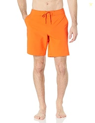 Amazon Essentials Men's 9" Quick-Dry Board Shorts, Orange, Medium