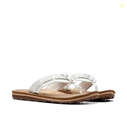 Clarks Collection Women's Fenner Nerice Flip-Flop, Off White Synthetic
