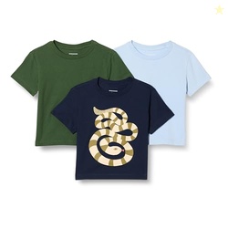Amazon Essentials Boys' Short Sleeve Cotton T-shirts, Pack of 3, Dark 