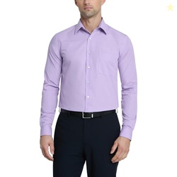 Van Heusen Men's Dress Shirt Regular Fit Poplin Solid, Lavender, 17.5"