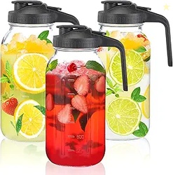 Glass Mason Jar Pitcher with Pour Spout Lid, Sets of 3