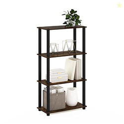 Furinno TURN-S-TUBE Storage Shelves, 4-Tier Book Shelf, Corner Shelf, 