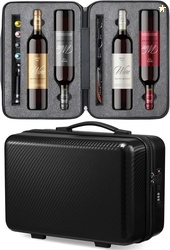 Wine Travel Suitcase for 4 Standard Wine Bottles