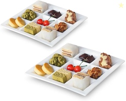 Cinf 2Pack Divided Plates rectangular Ceramic 9 Compartments Sauce Dis