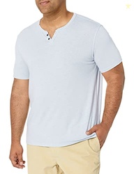 Lucky Brand Burnout Button Notch Shirt Blue Fog LG