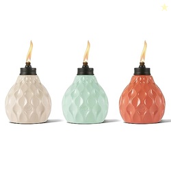 TIKI Seaside Escape 3-Pack Table Torches, 6"  Pastel Ivory, Pink & Blu
