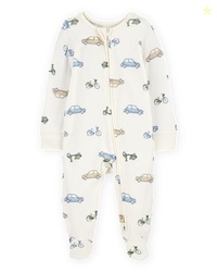 Carter's Boy PurelySoft Sleep and Play Pajamas, Ivory Car, 9M