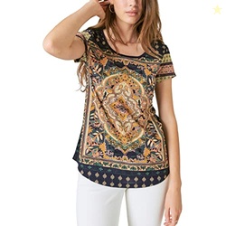 Lucky Brand Persian Carpet Tee Navy Multi XL (US 12-14)