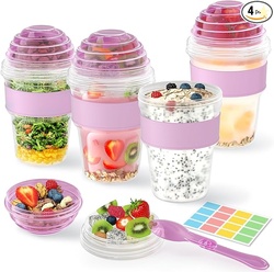 4 Pack Yogurt Parfait Cups with Lids 