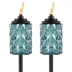 TIKI 2-Pack Topaz Blue Glass TIKI Torches  65" Outdoor Decorative Torc
