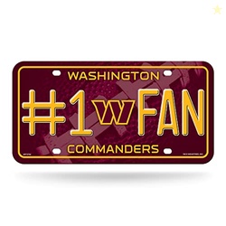 Rico Industries NFL Washington Commanders #1 Fan #1 Fan Metal Auto Tag