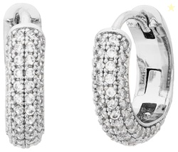 kate spade new york Brilliant Statements Pave Mini Huggies, Clear/Silv