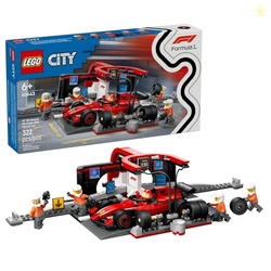 LEGO City F1 Pit Stop & Pit Crew with Ferrari Car Toy - Model Race Car
