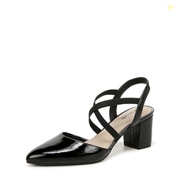 LifeStride Womens April Block Heel Pump Black Patent 11 M