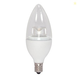 Satco S8952 Candelabra Light Bulb in White Finish, 3.75 inches, Clear,