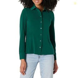 Amazon Essentials Women's Regular-Fit Matte Jersey Button-Down Shirt, 
