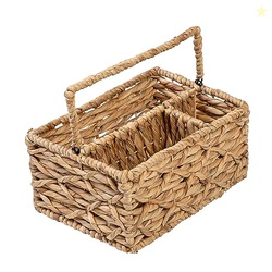 Honey-Can-Do Multi-Use 3-Compartment Wicker Basket Caddy with Handle, 