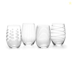 Mikasa Cheers Stemless Wine Glasses, Set of 4, 17-Ounce Clear Glasses,