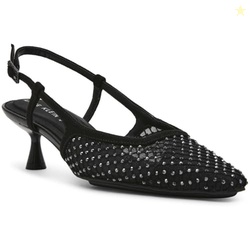Anne Klein Women's Slingback Dress Heels Thia, Black Crystal, 9.5