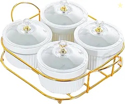 Ceramic 4 Bowl Set with Cover and Caddie