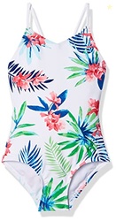 Kanu Surf Girls' Daisy Beach Sport 1-Piece Swimsuit, Leonie Floral Whi