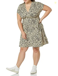 Amazon Essentials Women's Surplice V Neck Swing Dress (Available in Pl