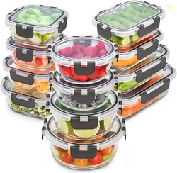 Freshware Glass Storage Containers with Lids, 24 Pieces,