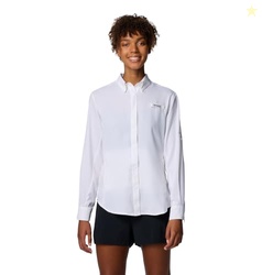 Columbia Womens PFG Tamiami II Long Sleeve Fishing Shirt, White, Small