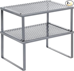 Set of 2 Metal Cabinet Shelf Organizers
