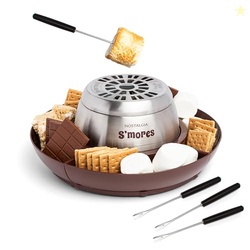 Nostalgia Indoor Electric Stainless Steel S'Mores Maker with 4 Lazy Su
