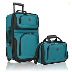 U.S. Traveler Rio Lightweight Softside Rolling Carry-on Suitcase, 2-Wh