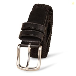 Amazon Essentials Men's Stretch Woven Braid Belt for Jeans, Black, 34