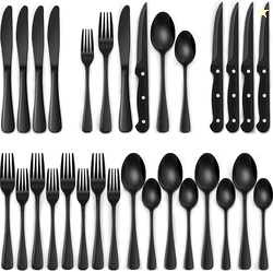 EWFEN 24-Piece Black Silverware Set 