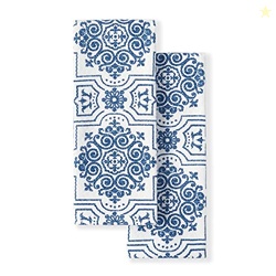 Martha Stewart Dual Purpose Kitchen Towel 2-Pack Set, Strie Medallion,