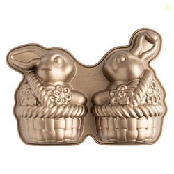 Nordic Ware Bunny in Basket 3D Cake Pan, 10 Cup, Toffee