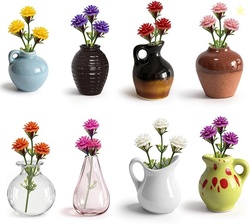 Cute Mini Ceramic Vase Magnets (8 Pack)