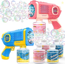 2 Pack Bubble Guns with 4 Bottles Solution