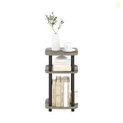 Furinno JUST Side Table, 3-Tier Turn-N-Tube End Table with Open Shelf,