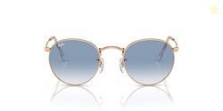 Ray-Ban RB3447 Round Metal Sunglasses, Rose Gold/Clear Gradient Blue, 