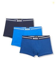 BOSS 3 Pack Bold Logo Cotton Stretch Trunks, electric blue/deep navy, 