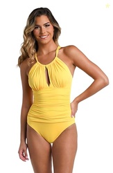 La Blanca Women's Island Goddess High Neck Keyhole One Piece Swimsuit 