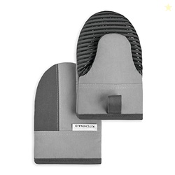 KitchenAid Beacon Two-Tone Non-Slip Mini Oven Mitt Set, Cool Grey/Fros